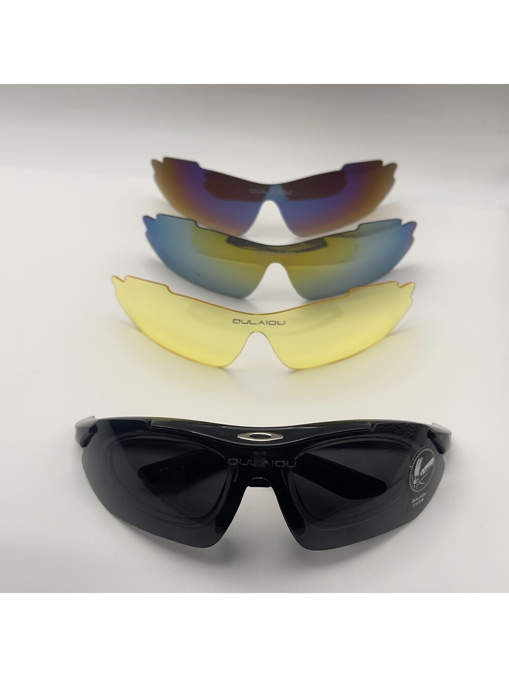 Oulaiou Cycling Sunglasses 4 Lens Set Insert Black Y2K